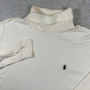 VintagePolo Ralph Lauren Shirt Mens XL Off White Turtleneck Long Sleeve USA